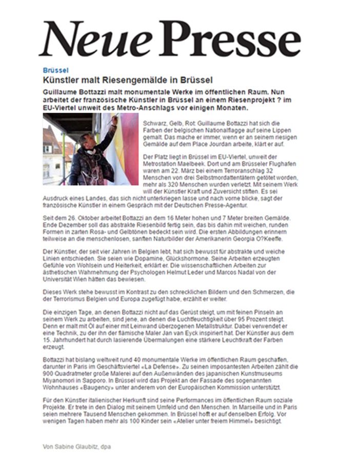 Article about the artist Guillaume Bottazzi on the German newspaper