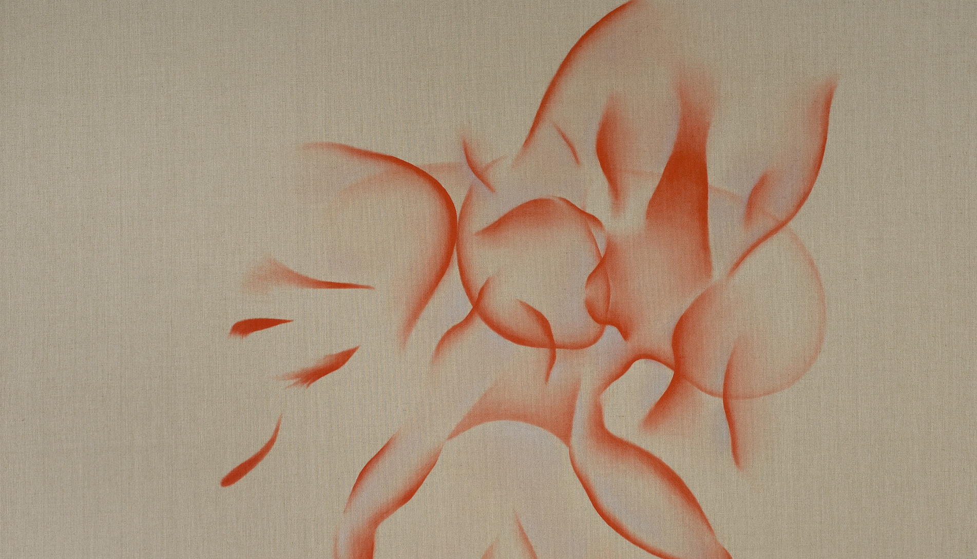 Détail d'une huile sur toile de lin brut signée par l'artiste Guillaume Bottazzi, 200 x 200 cm, 2012