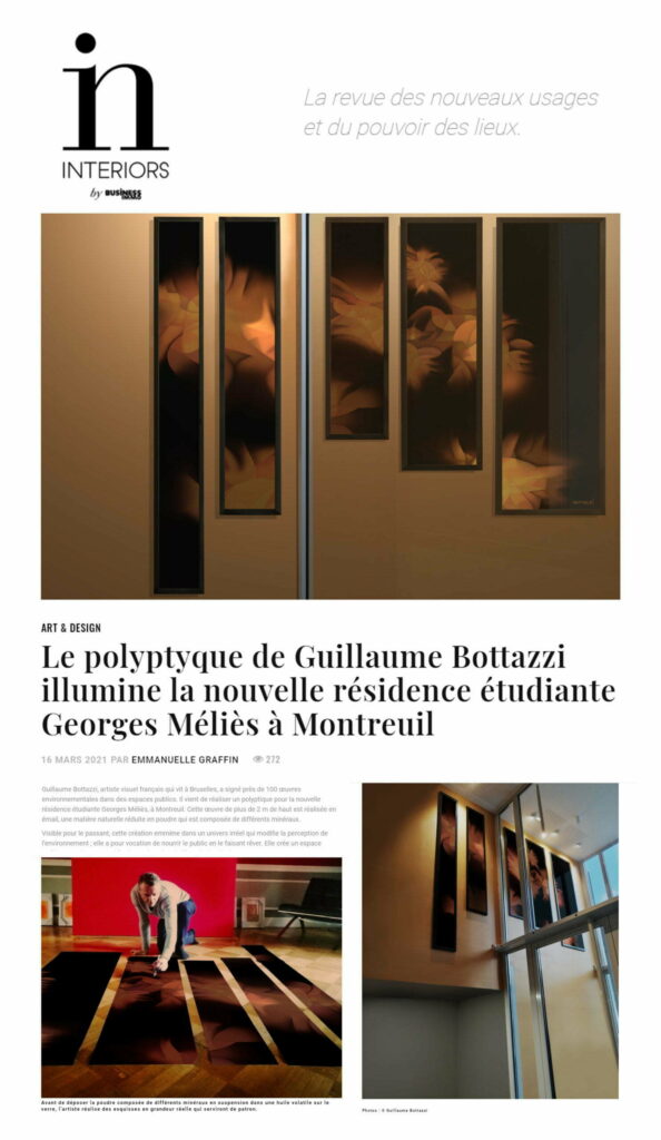 Article au sujet de Guillaume Bottazzi sur le magazine In Interiors