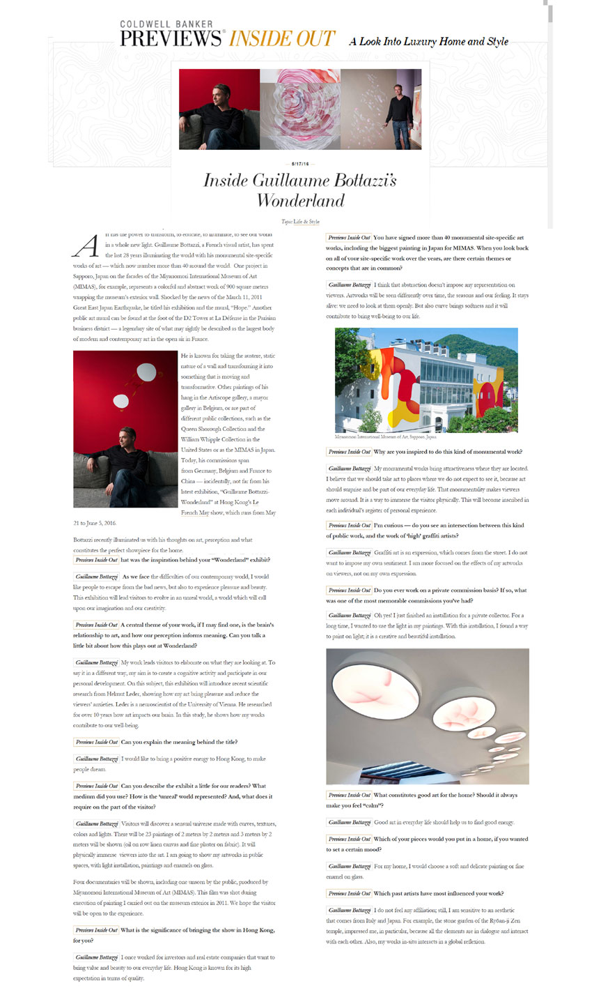 Coldwell Banker Magazine Previews Inside Out – USA, Guillaume Bottazzi