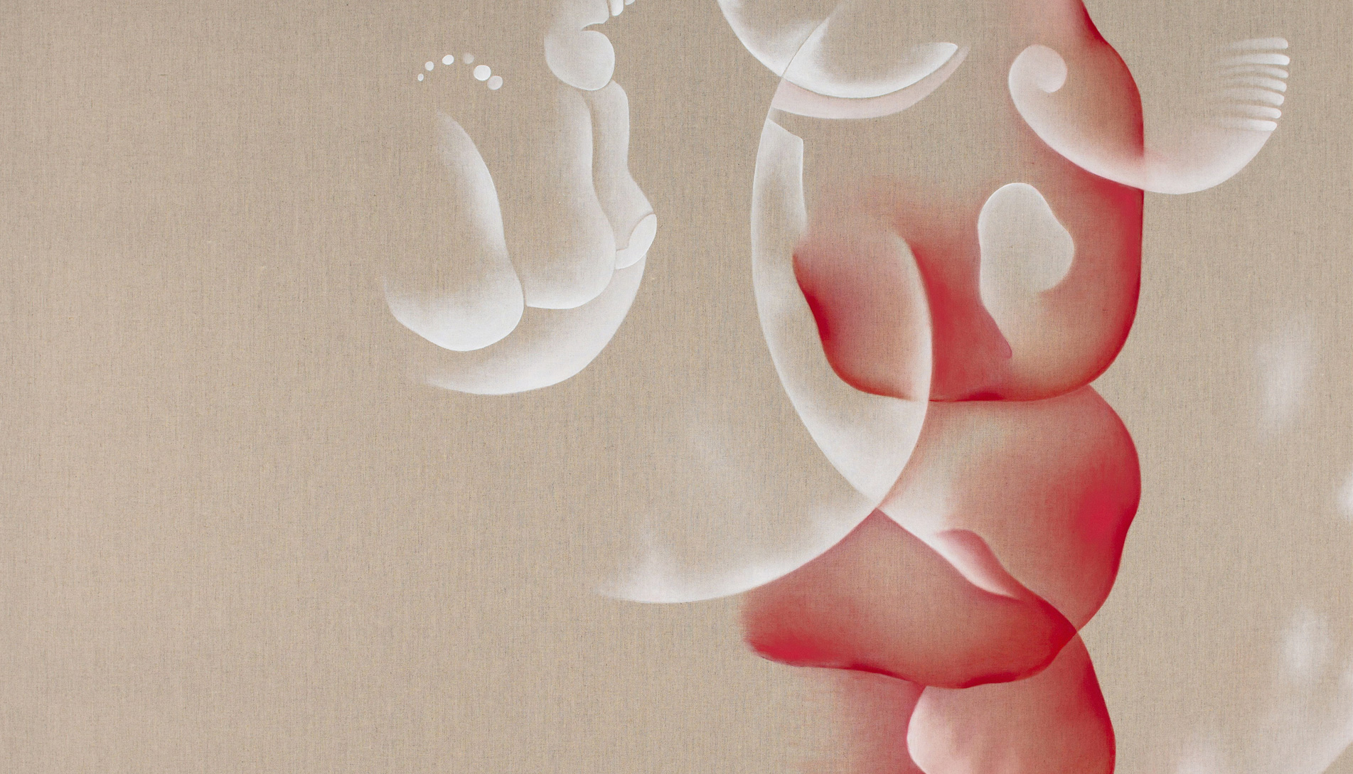 Guillaume Bottazzi's abstract painting. Oil on raw linen, 200 x 200 cm, 2012.