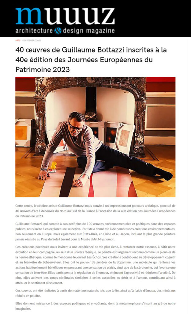 Article au sujet du livre 'Je découvre l'art moderne avec l'artiste Guillaume Bottazzi' sur Muuuz, septembre 2023