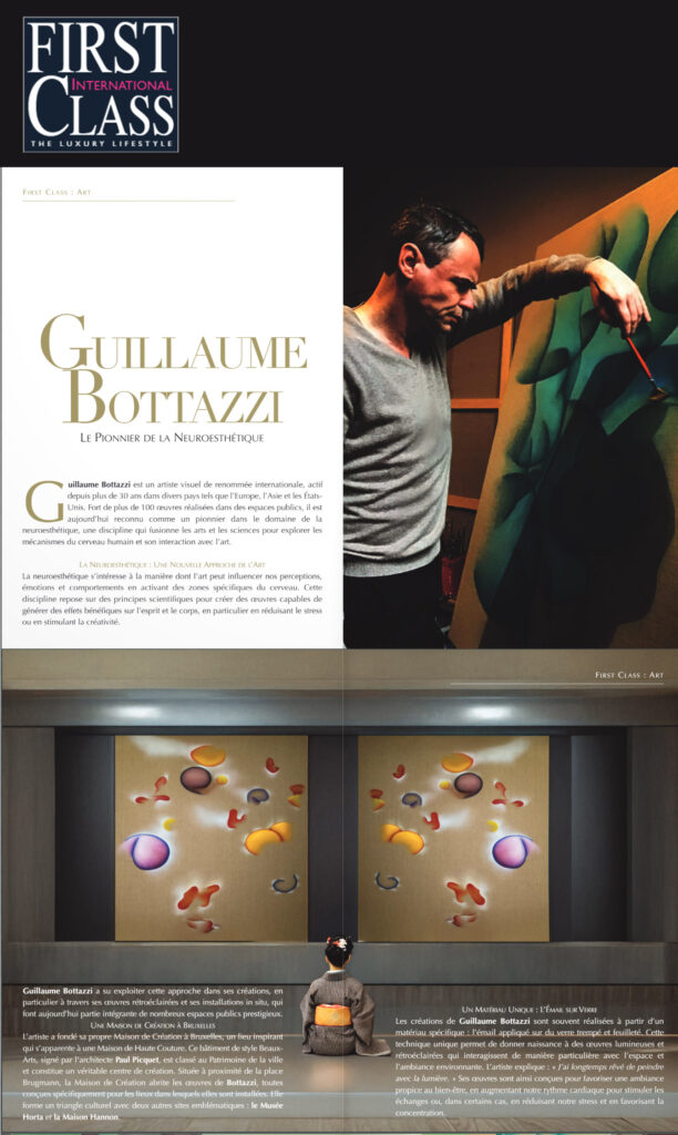 guillaume bottazzi pionnier de la neuroesthetique dans first class magazine, un magazine de luxe