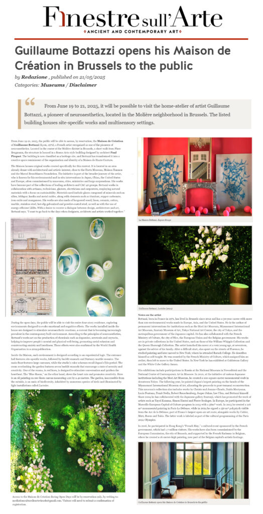 guillaume bottazzi dans le magazine fentre sur l'art presente des créations in situ