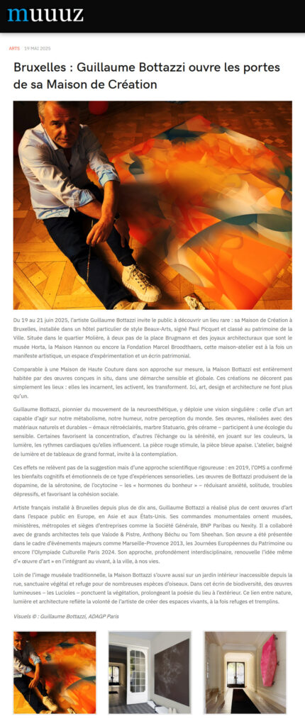 guillaume bottazzi dans le magazine muuuz qui traite de l'architecture patrimoine à Bruxelles