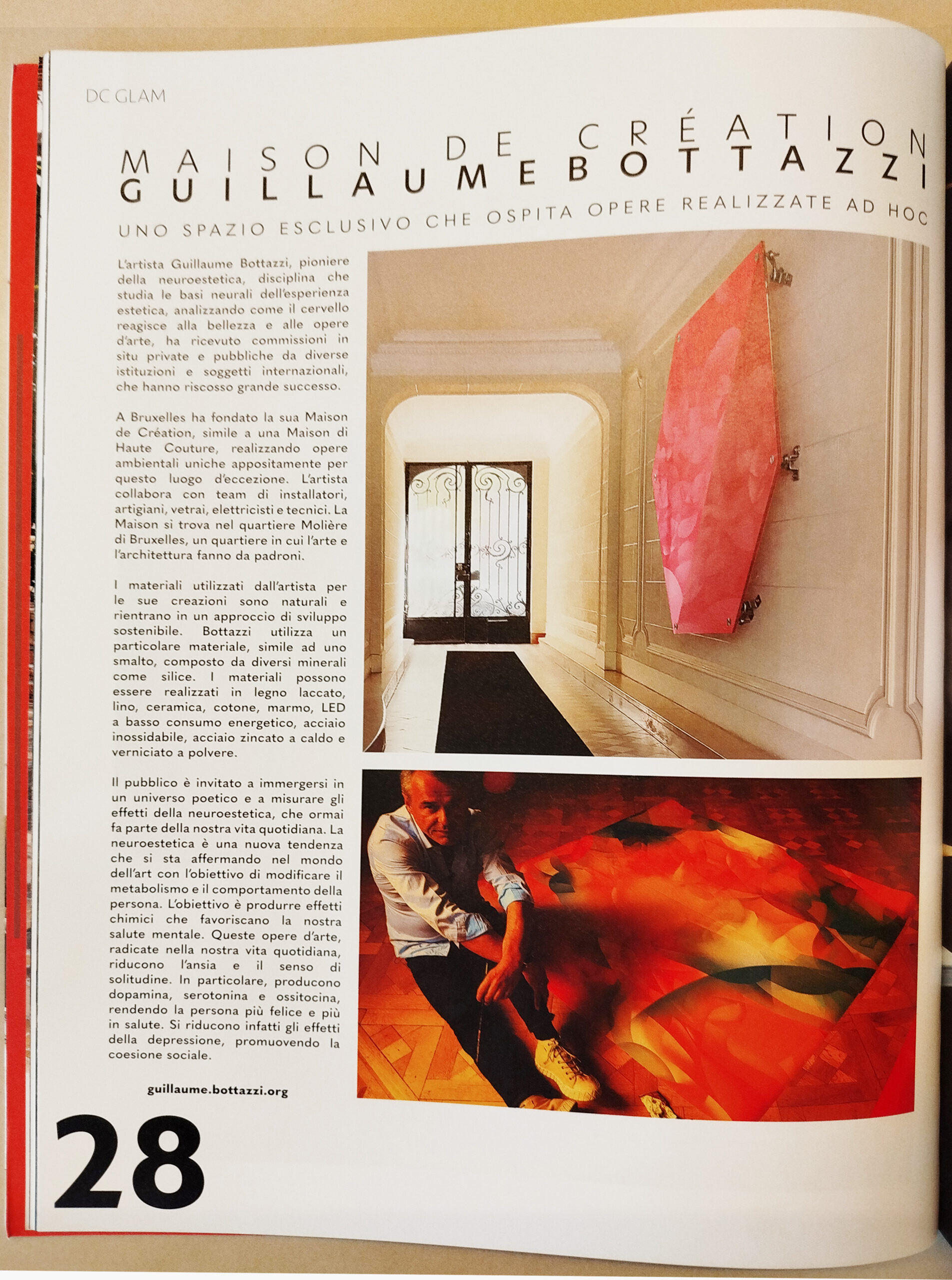 Article au sujet de Guillaume Bottazzi sur le magazine italien DENTROCASA