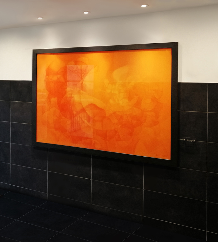Guillaume Bottazzi, oeuvres in situ, émaux sur verre, Grand Paris