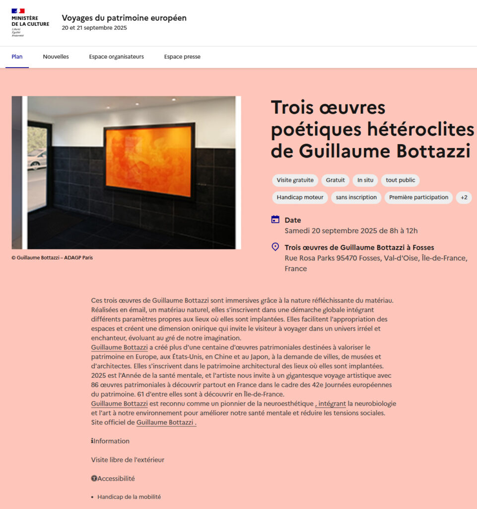 86 guillaume bottazzi's permanent works of art to discover in France