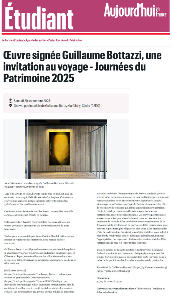 Le Parisien Etudiant " Journées du Patrimoine 2025"avec guillaume bottazzi