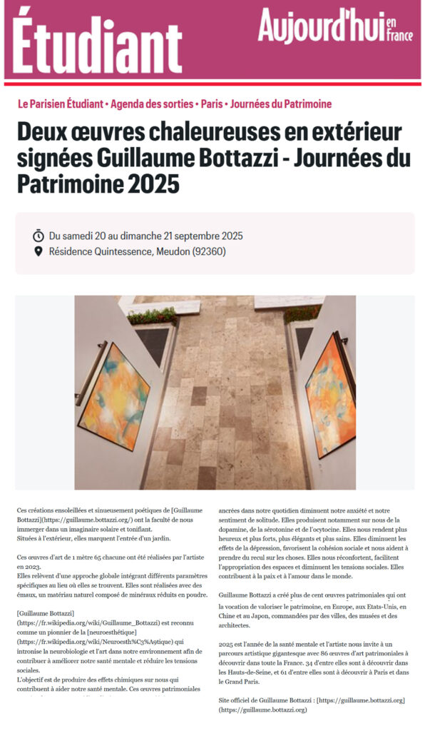 Le Parisien Etudiant " Journées du Patrimoine 2025"avec guillaume bottazzi