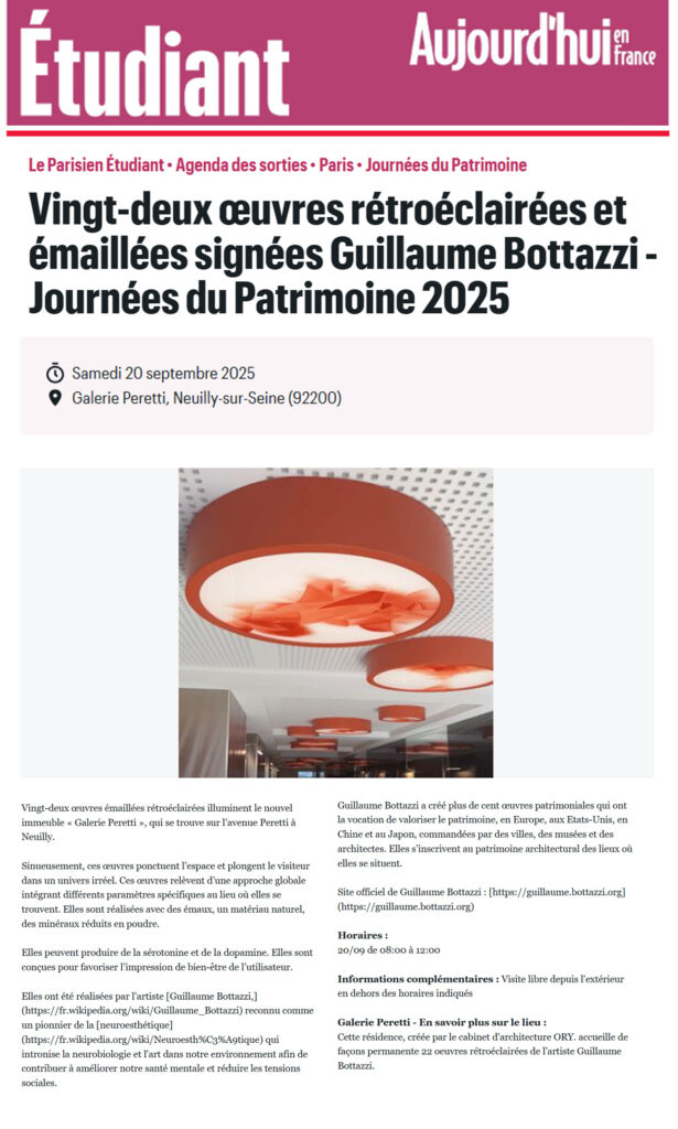 Le Parisien Etudiant “Heritage Days 2025” with Guillaume Bottazzi