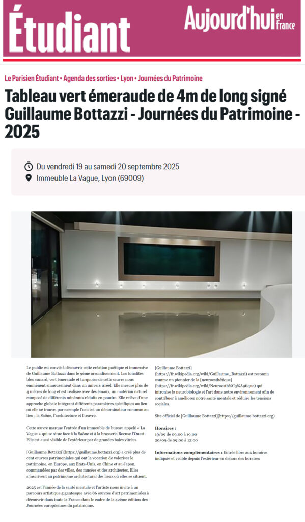 Le Parisien Etudiant “Heritage Days 2025” with Guillaume Bottazzi