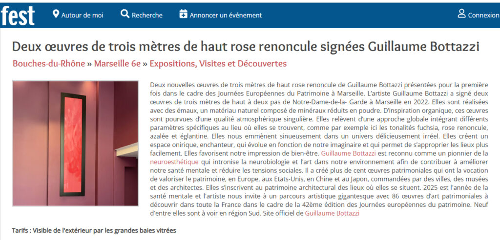 Deux œuvres de trois mètres de haut rose renoncule signées Guillaume Bottazzi