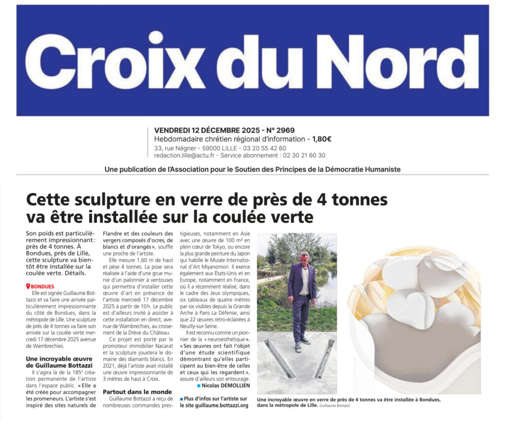 Croix du Nord newspaper, December 12, 2025 with Guillaume Bottazzi's work