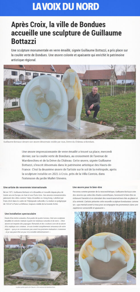La Voix du Nord newspaper: “After Croix, the town of Bondues welcomes a sculpture by Guillaume Bottazzi.”