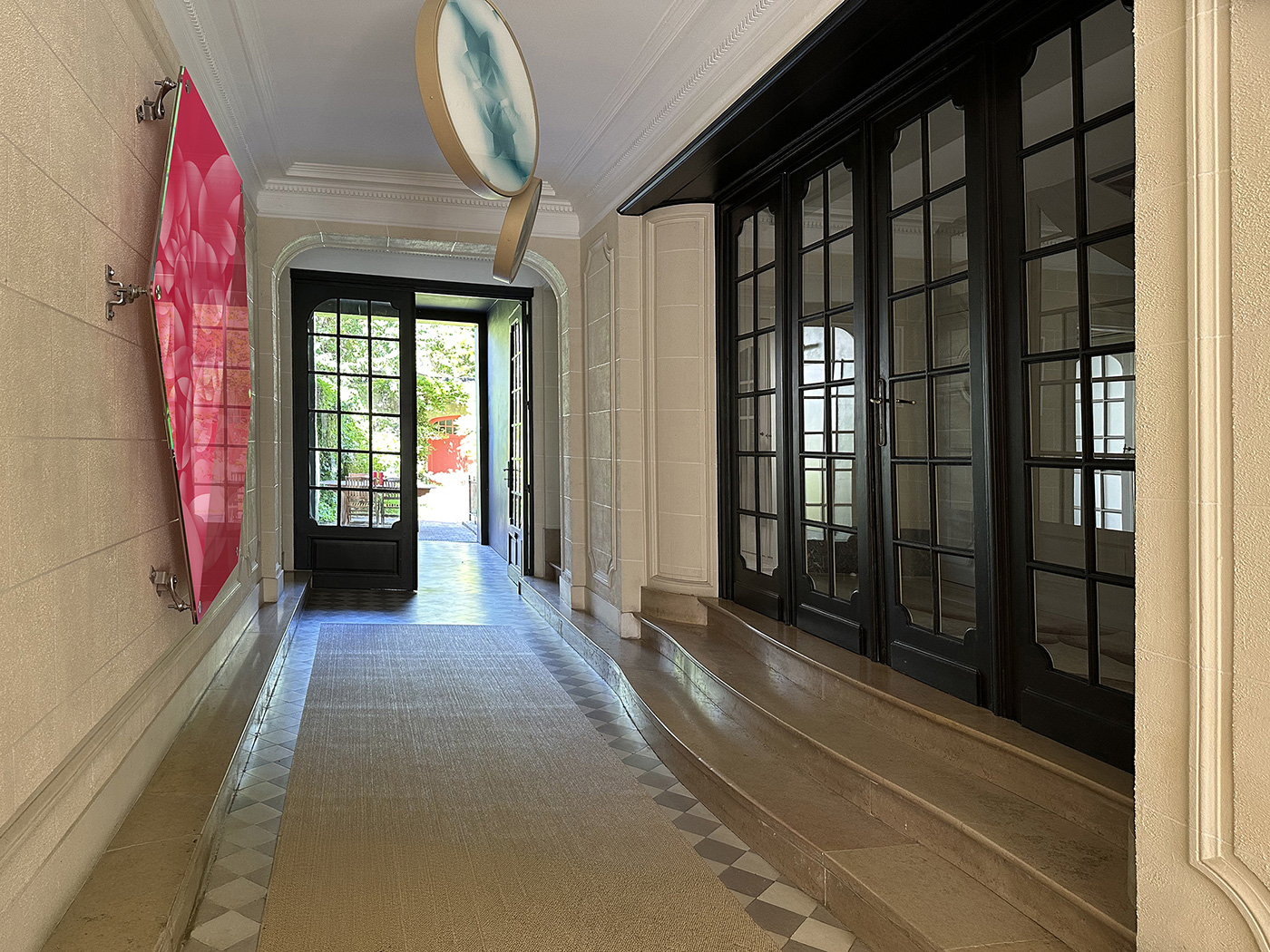 Guillaume Bottazzi's House of creation in Brussels, lobby, enamels and light creation